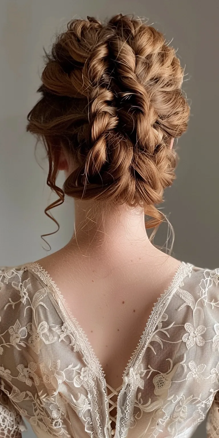 regency hairstyles Updo, Milkmaid braid, French Chignon, Ballerina bun