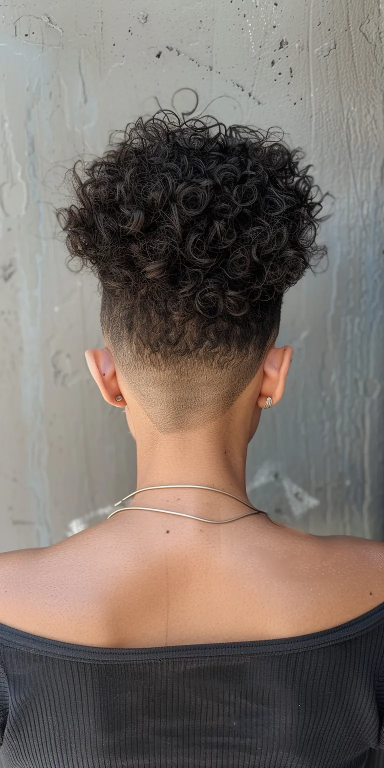 slick back fade Asymmetric cut, Short brush Mohawk, Kinky hair, Digital perm