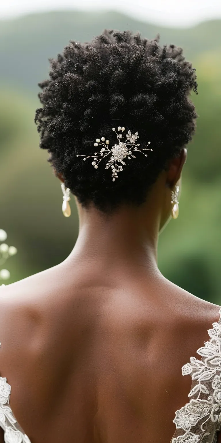 wedding hairstyles for short hair Afro puffs, Kinky hair, Updo, Historical Christian hairstyles, Chignon