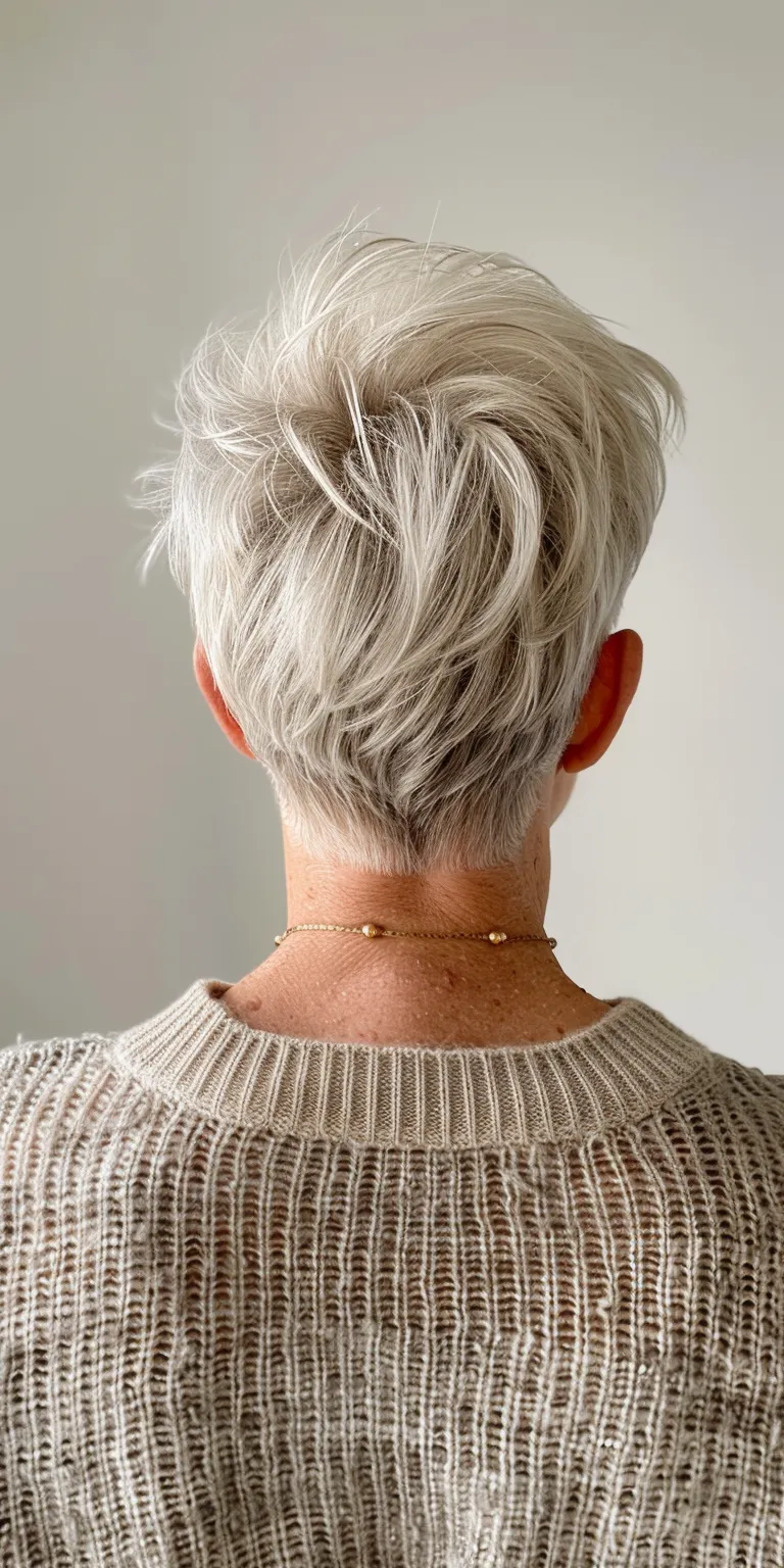 short hairstyles for women Short brush cut, Asymmetric Tonsure, Pixie Digital perm