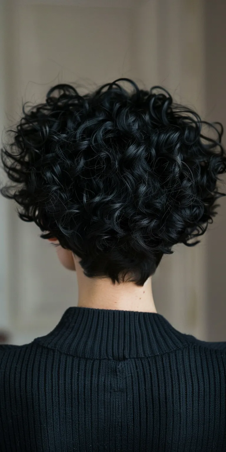 curly hairstyles for short hair Asymmetric cut, Digital perm, Layered hair, Kinky Feathered