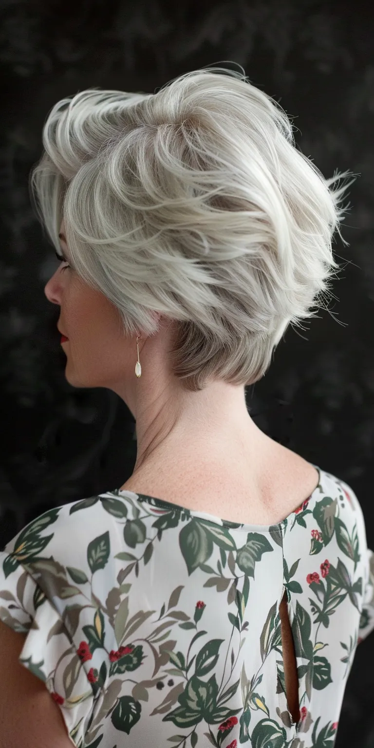 short hairstyles for women Asymmetric cut, Pixie Updo, Feathered hair, Chignon