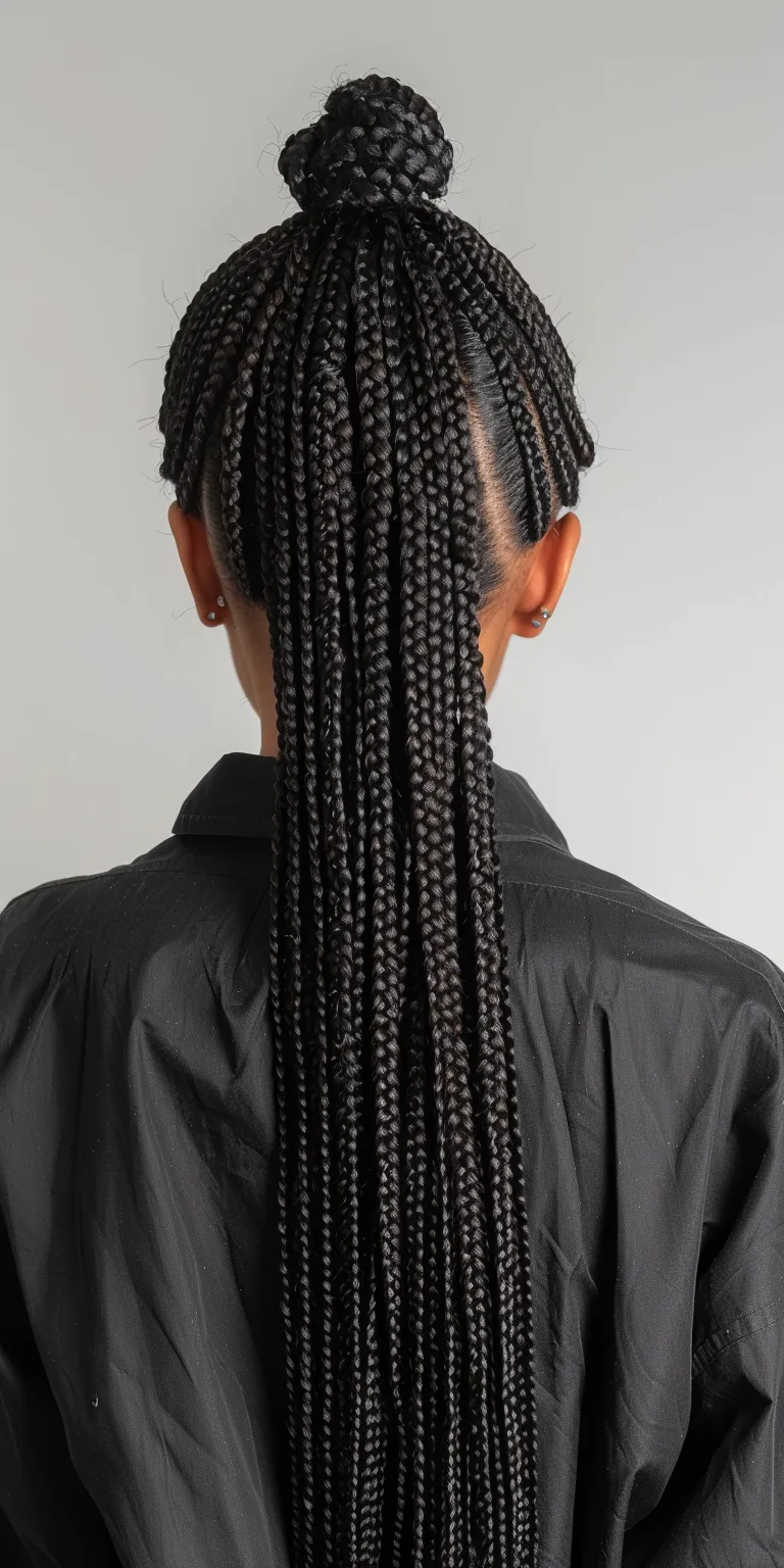 jumbo knotless box braids Hair twists, French twist, Cornrows, Crochet braids, Waterfall