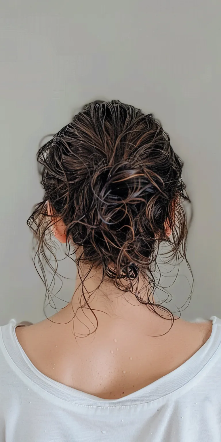 hairstyles for wet hair Updo, Digital perm, Layered hair, Milkmaid braid, Chignon