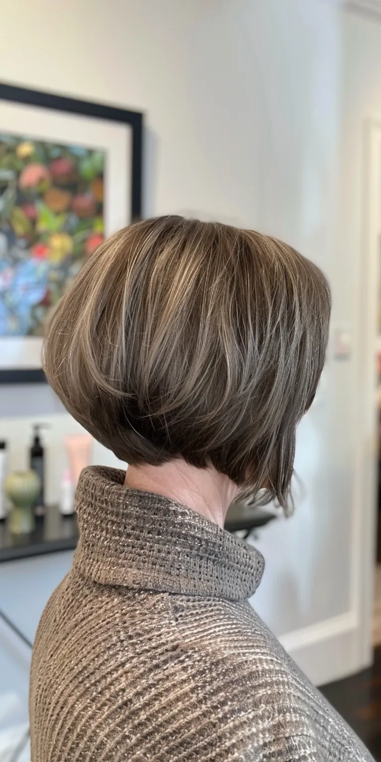 over 50 haircuts Short brush cut, Asymmetric Professional Bob Digital perm