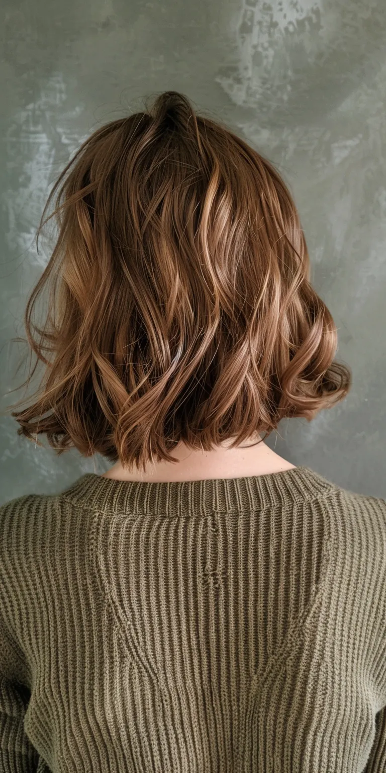 hairstyles for shoulder length hair Layered hair, Asymmetric cut, Digital perm, Short brush Ringlets