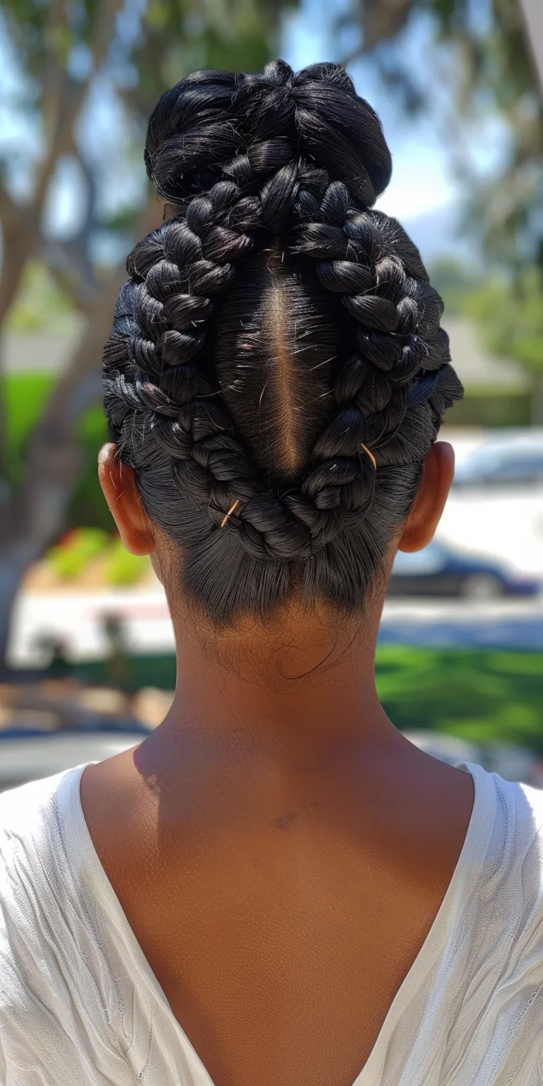 updo hairstyles for black hair French twist, Waterfall braids, Updo, Milkmaid braid, braid