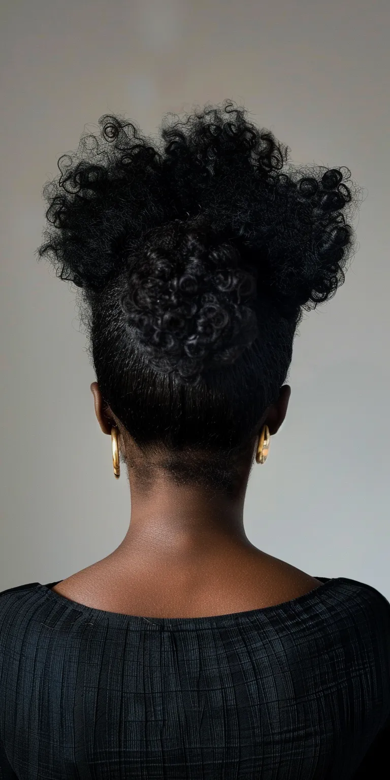 black people hairstyles Afro puffs, Kinky hair, Pompadour, Updo, Chignon