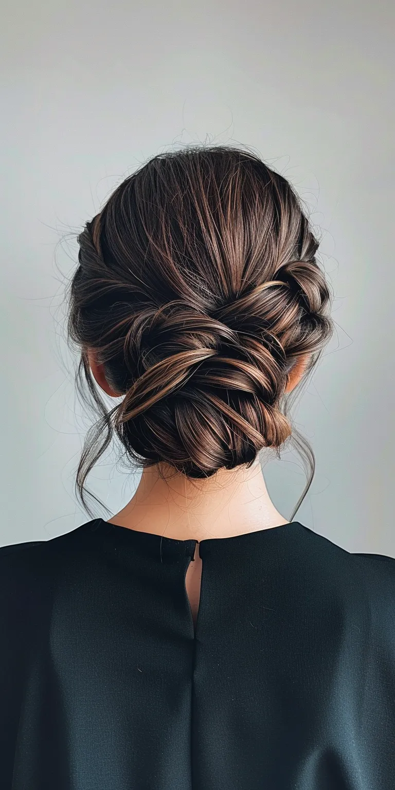 hoco hairstyles Updo, French twist, Chignon, Waterfall braids, braid