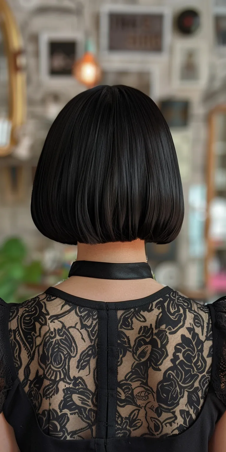 short bob with fringe Asymmetric cut, Bob Butterfly haircut, Japanese women's hairstyles, Short brush cut