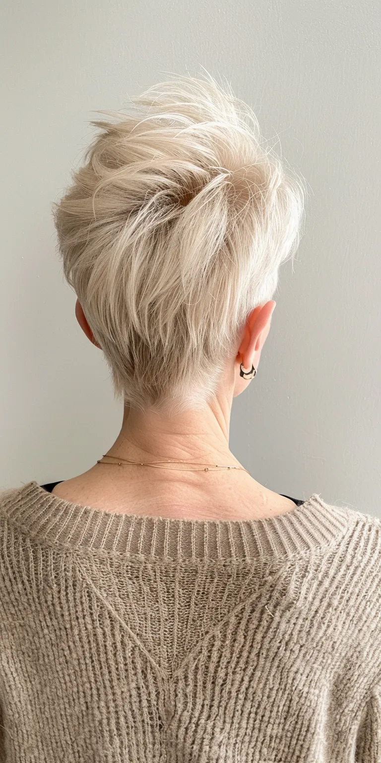 short hairstyles for women over 60 Asymmetric cut, Pixie Short brush Chignon, Pompadour