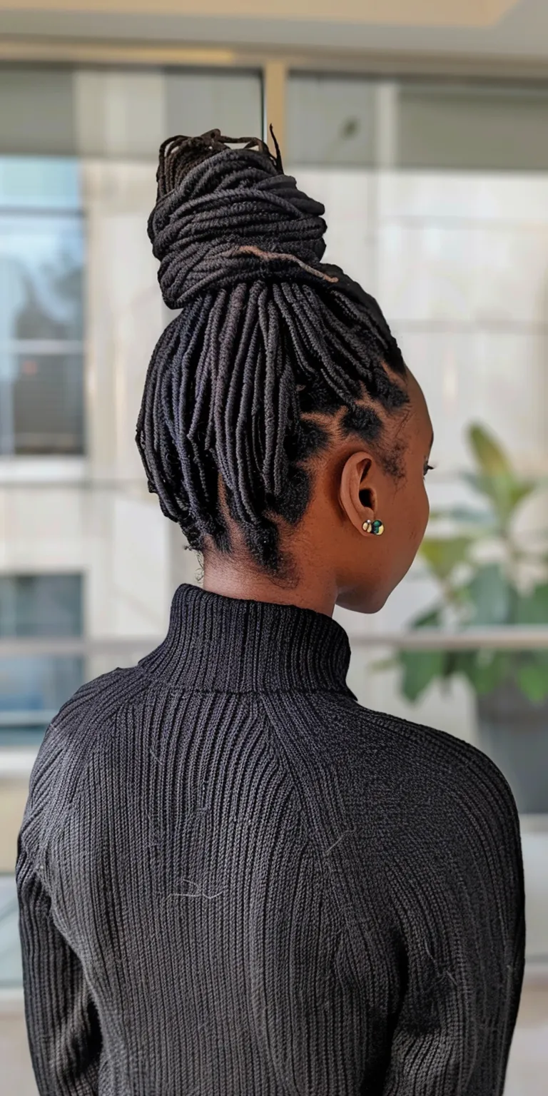 locs styles French twist, Chignon, Updo, Asymmetric cut, Hair twists