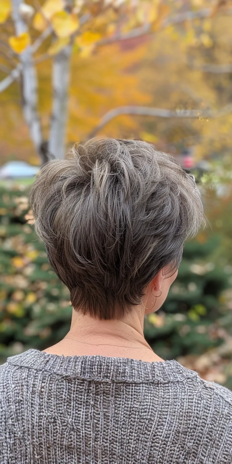 short hairstyles for women over 50 Asymmetric cut, Short brush Pompadour, Digital perm, Layered hair