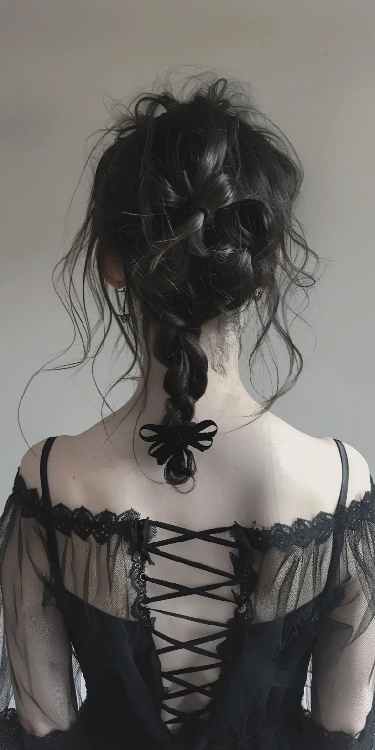 goth hairstyles Updo, Milkmaid braid, Waterfall braids, French Braid