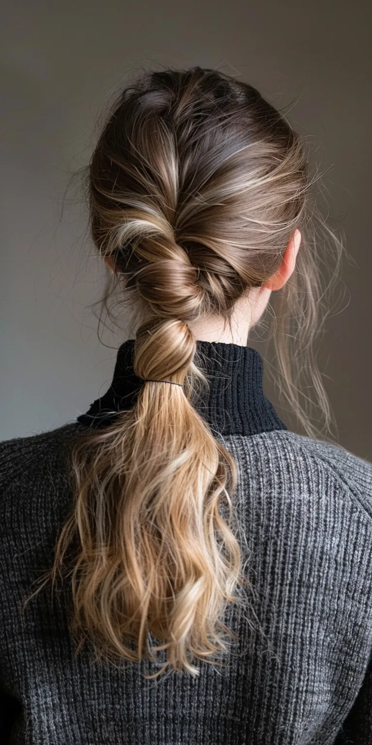 high ponytail hairstyles French braid, Updo, Milkmaid twist, Braid