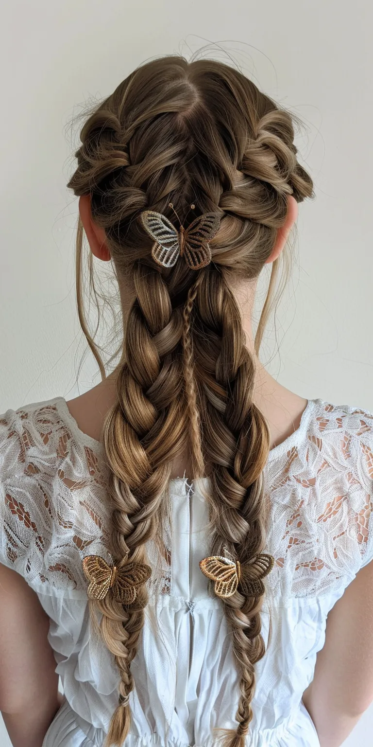 butterfly braids hairstyles Waterfall braids, Boho Milkmaid braid, Updo, French braid