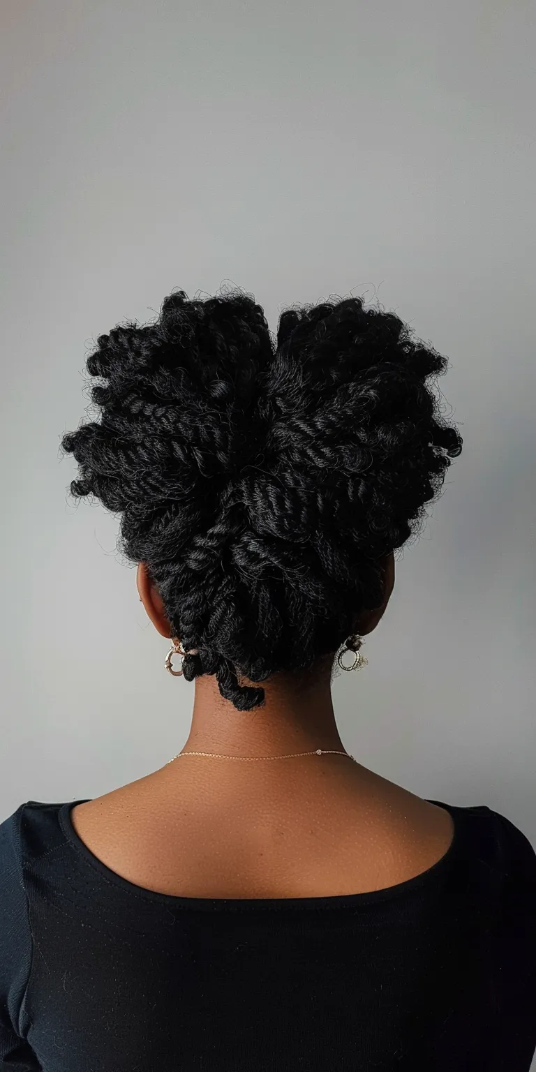 simple hairstyles Afro puffs, Kinky hair, Crochet braids, French twist, Hair twists