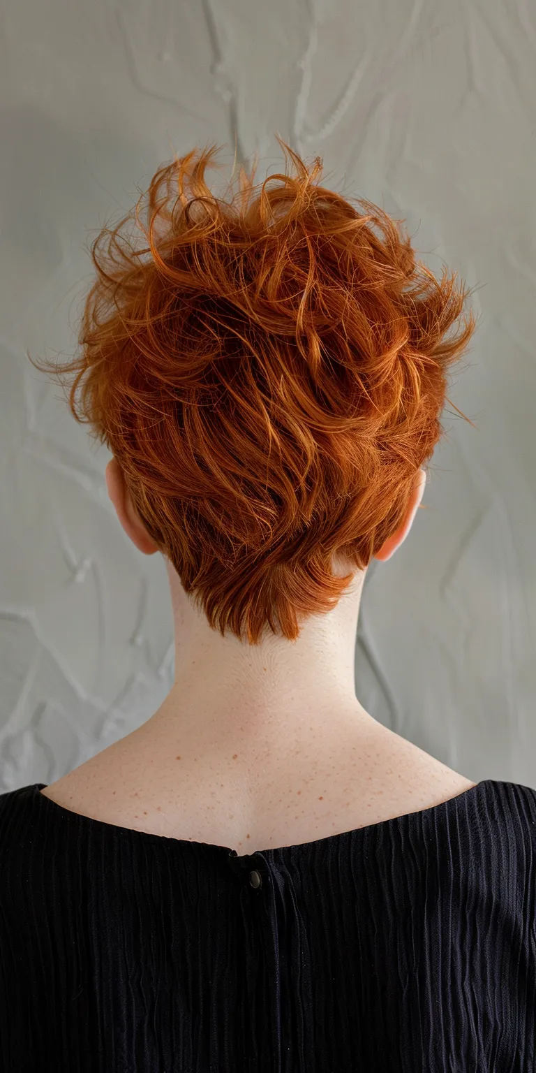 short red hair styles Asymmetric cut, Pompadour, Digital perm, Feathered hair, Pixie cut