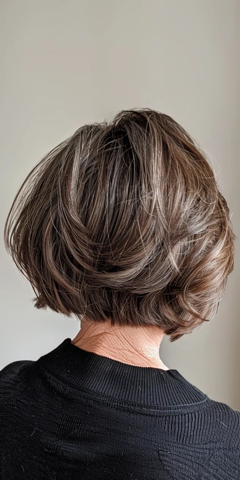 layered bob haircuts Asymmetric cut, Digital perm, French twist, Layered hair, Chignon