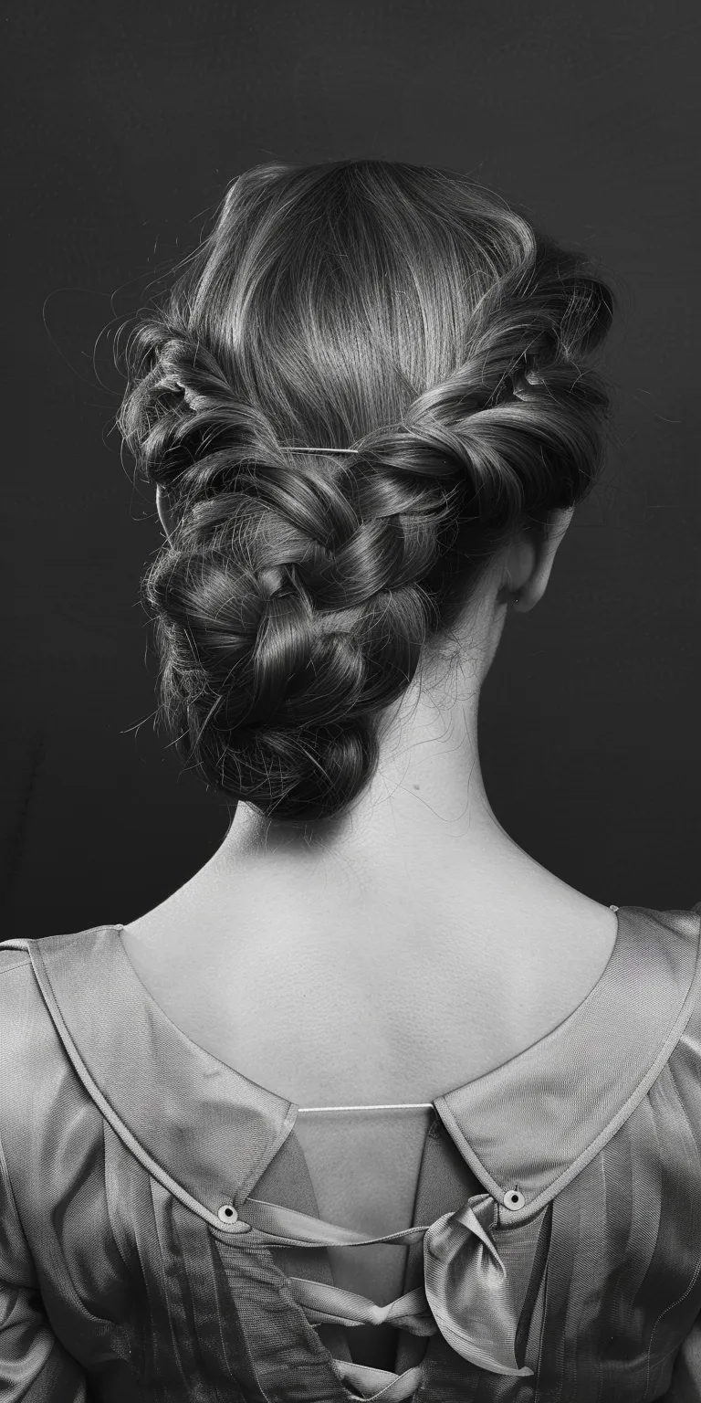 1960 hairstyles Chignon, Updo, Milkmaid braid, French twist