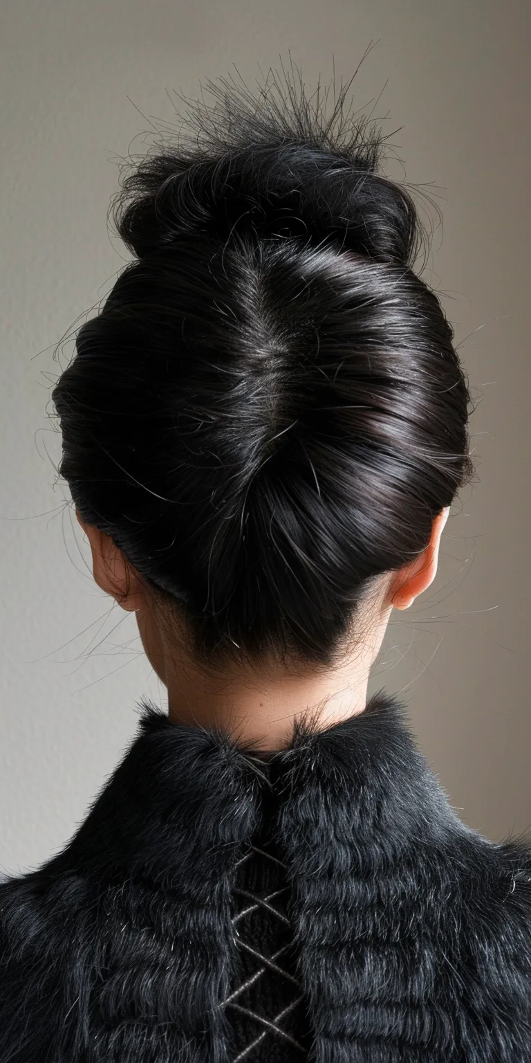 skunk hairstyle Chignon, Japanese women's hairstyles, French twist, Updo, Asymmetric cut