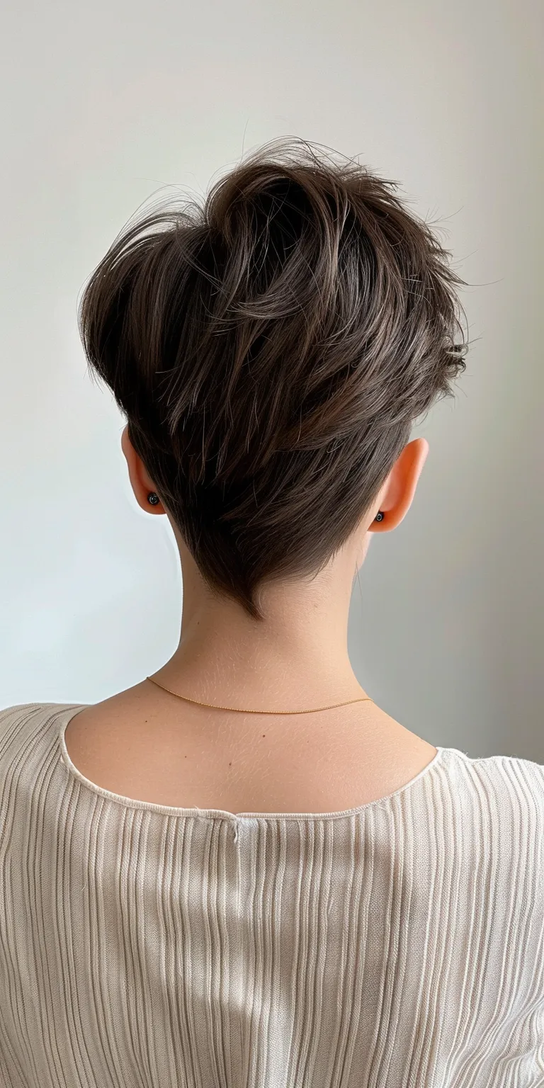 pixie hairstyles Asymmetric cut, Short brush Pixie Chignon, Updo