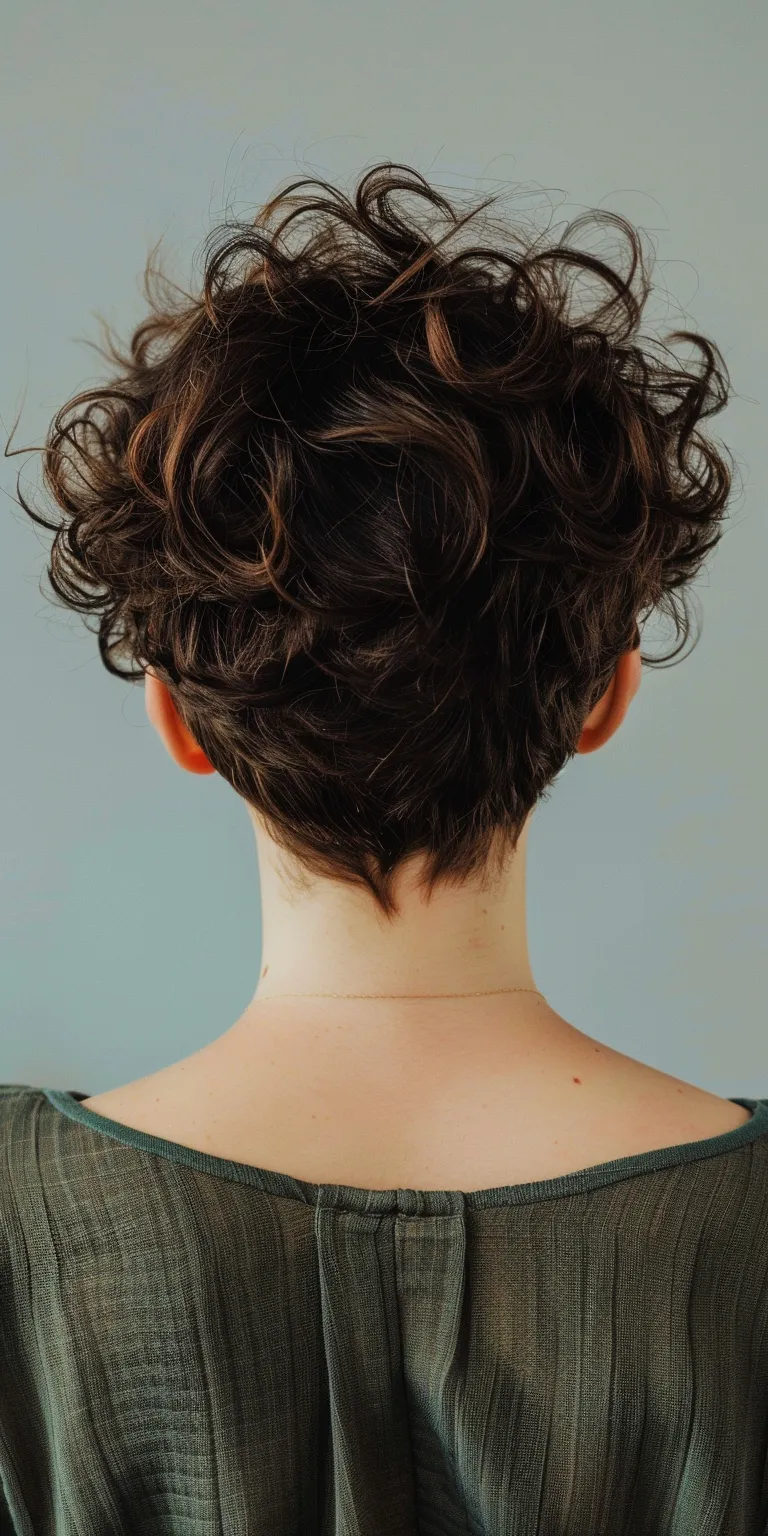 short haircuts for curly hair Updo, Chignon, Digital perm, Milkmaid braid, Asymmetric cut