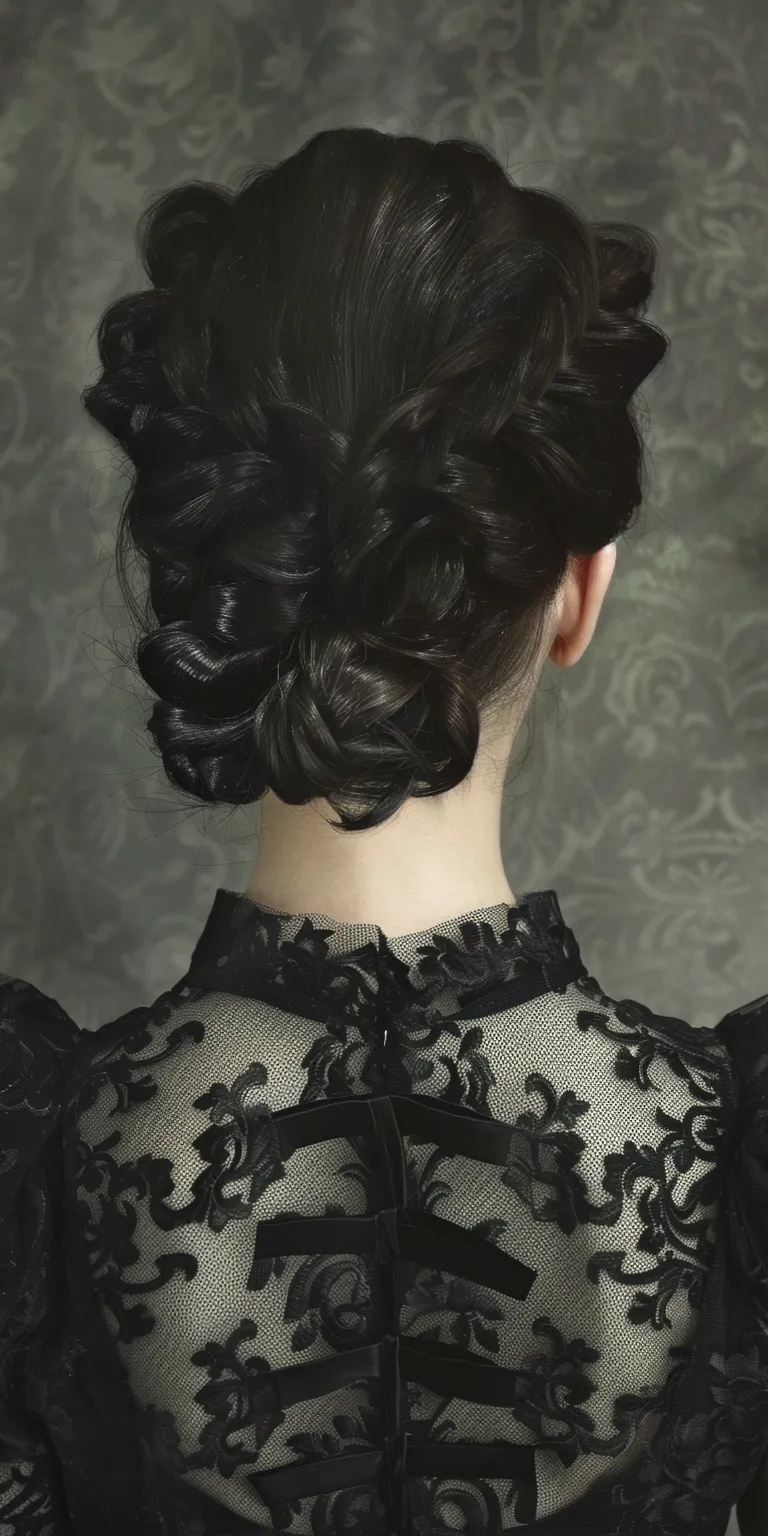 vampire hairstyles Updo, Milkmaid braid, Chignon, Historical Christian hairstyles, Japanese women's