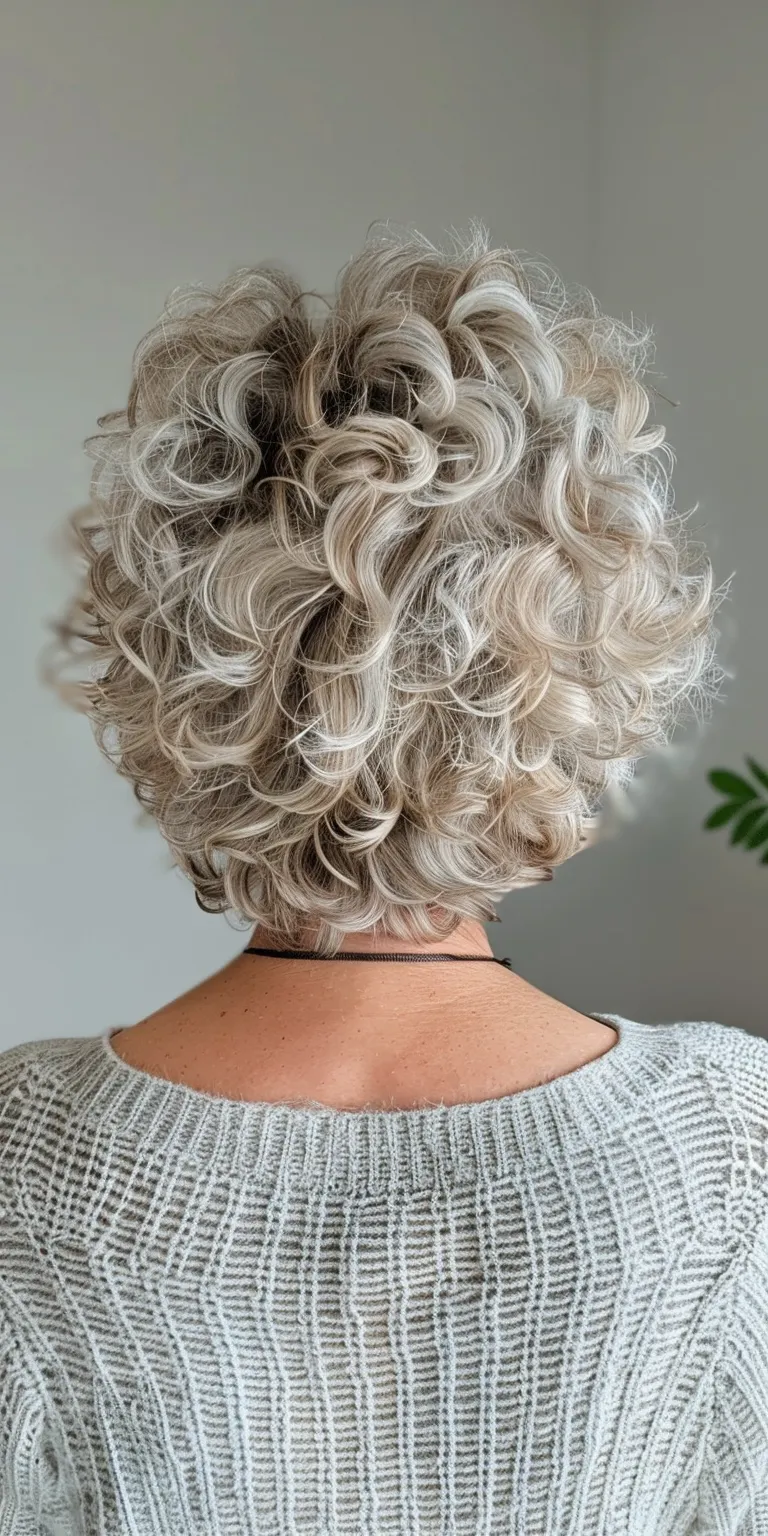 short curly hairstyles for women Digital perm, Updo, Milkmaid braid, Layered hair, Asymmetric cut