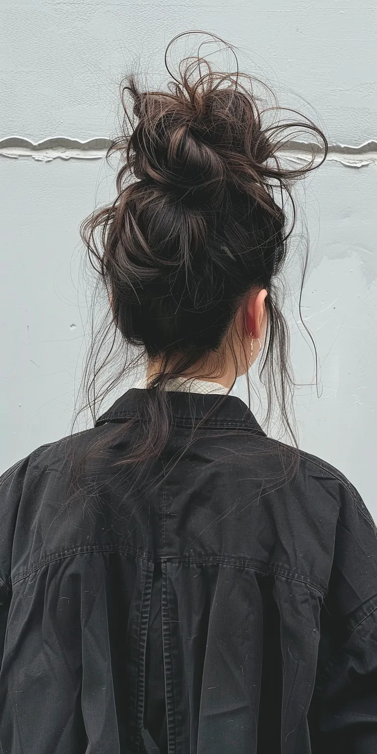 90s hair style Updo, Chignon, Ponytail, Layered hair, Japanese women's hairstyles