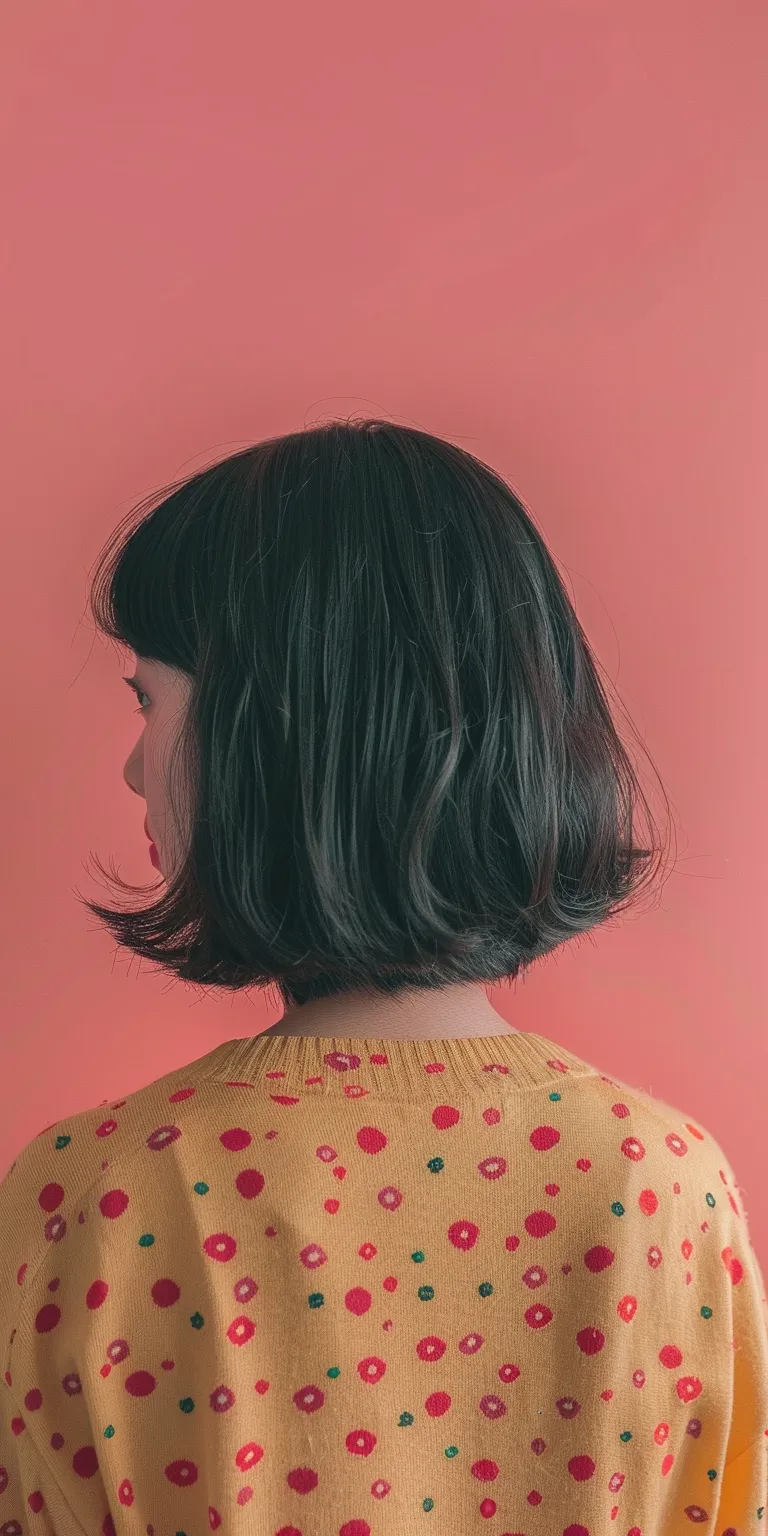 cute hairstyles with bangs Bob cut, Asymmetric Short brush Digital perm, Butterfly haircut