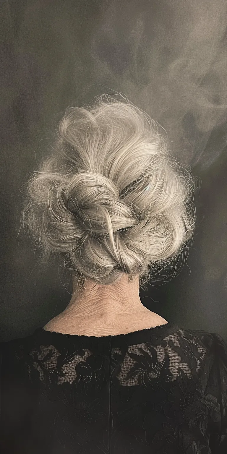 hair styles over 50 Updo, Chignon, Ballerina bun, French twist, Milkmaid braid