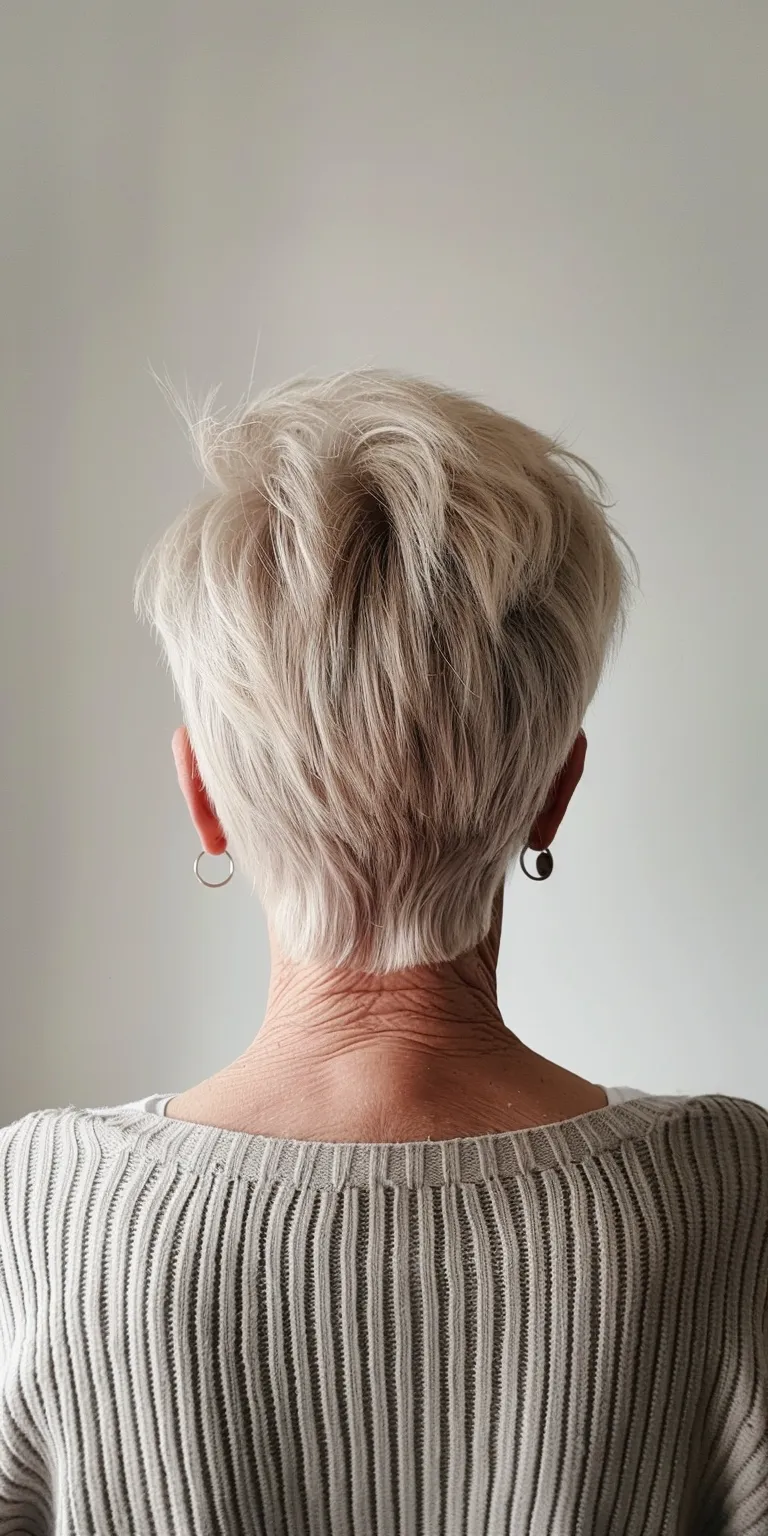 short haircuts for older women Asymmetric cut, Short brush Pompadour, Digital perm, Pixie cut