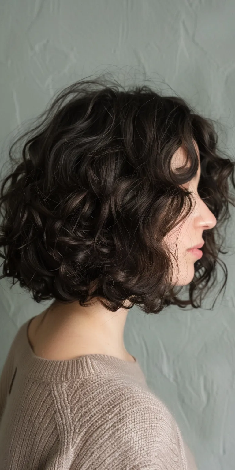 shoulder length curly hairstyles Digital perm, Asymmetric cut, Ringlets, Layered hair, Historical Christian