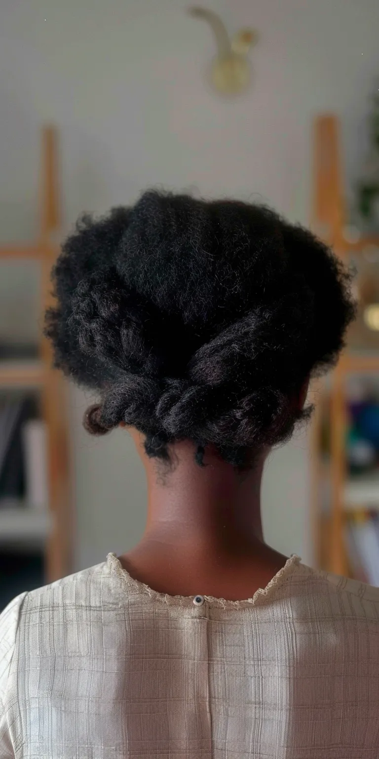 protective hairstyles for natural hair Afro puffs, Updo, Digital perm, Kinky hair, Chignon