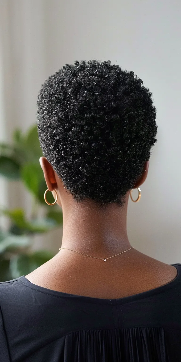 low maintenance short natural haircuts for black females Afro puffs, Short brush cut, Asymmetric Kinky hair, Pompadour