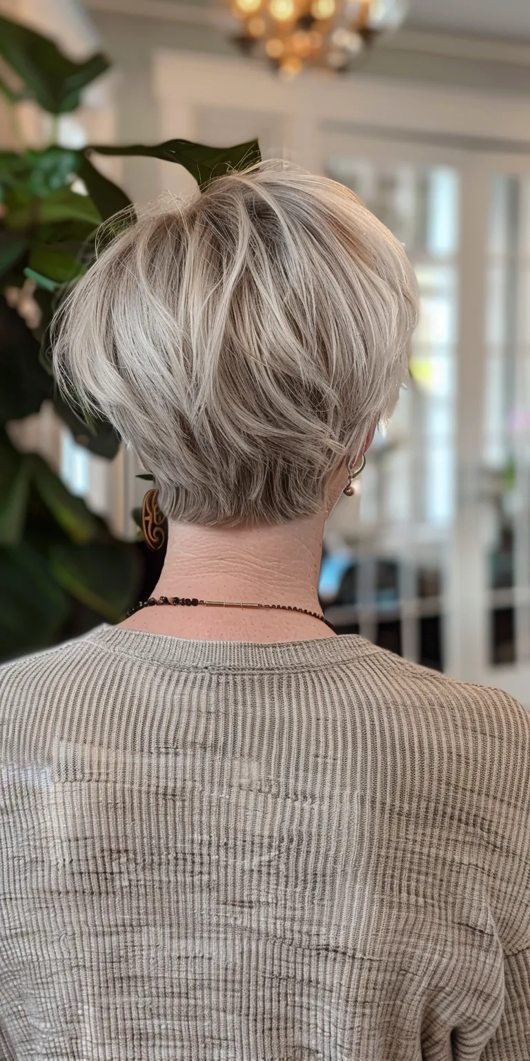 short layered haircuts for women Short brush cut, Asymmetric Butterfly haircut, Digital perm, Pixie cut