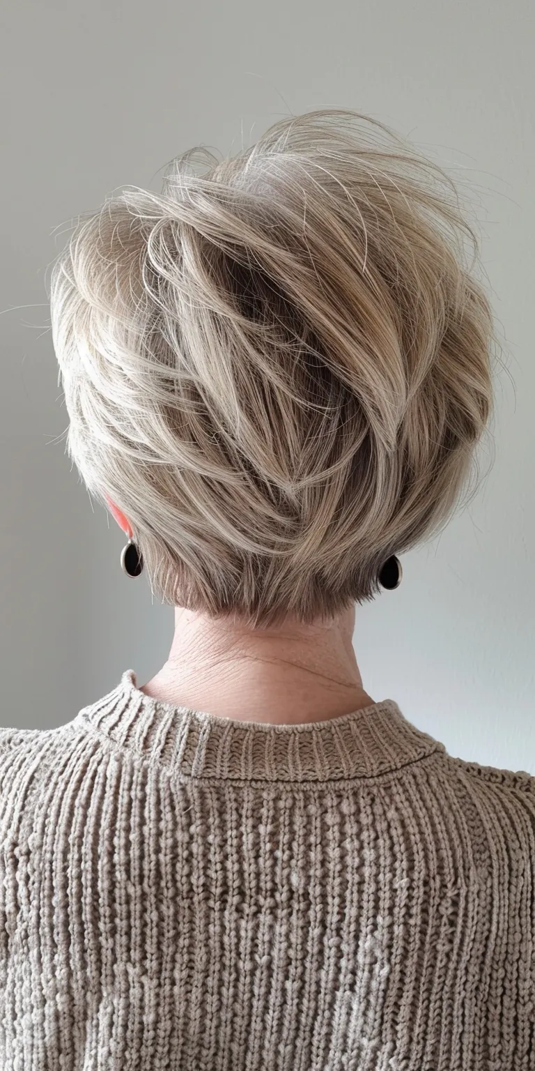 short shag haircuts for women Asymmetric cut, Short brush Pixie Updo, French twist