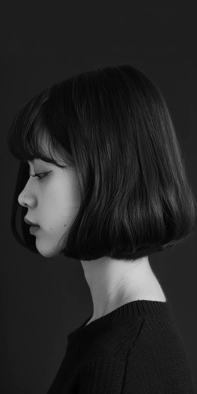 haircuts with bangs Asymmetric cut, Bob Japanese women's hairstyles, Butterfly haircut, Short brush cut