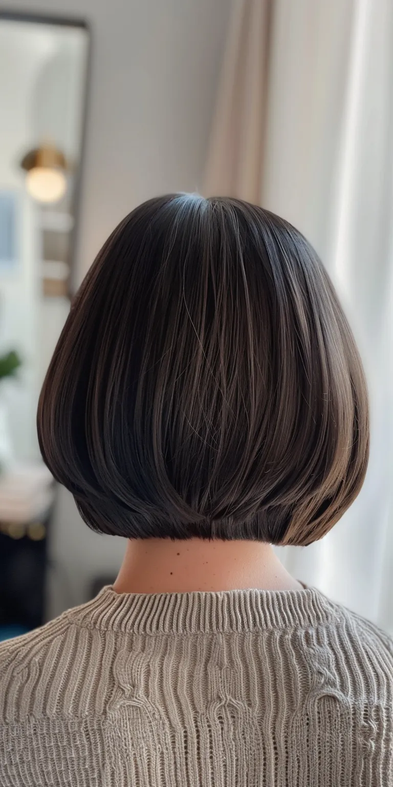 short bob with bangs Asymmetric cut, Bob Short brush Professional Stacked