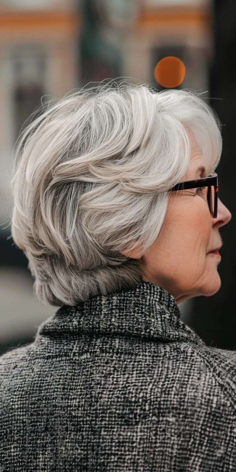 hairstyles for over 50 with glasses Asymmetric cut, Layered hair, Digital perm, Feathered Short brush cut