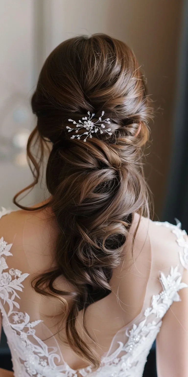 half up hairstyles Updo, Milkmaid braid, Chignon, Boho braids, Waterfall braids