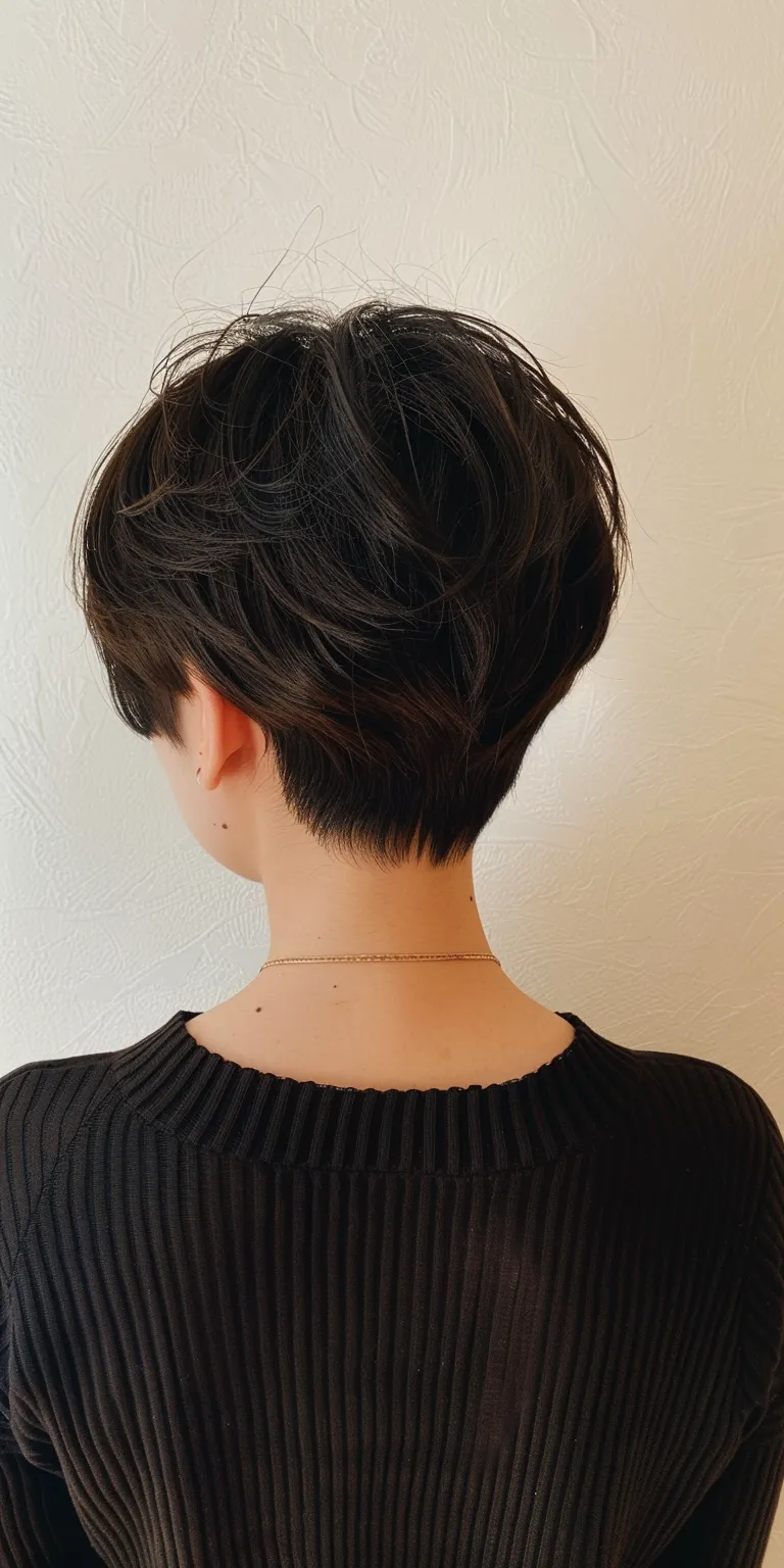 cute short hairstyles Asymmetric cut, Short brush Japanese women's hairstyles, Pixie Chignon