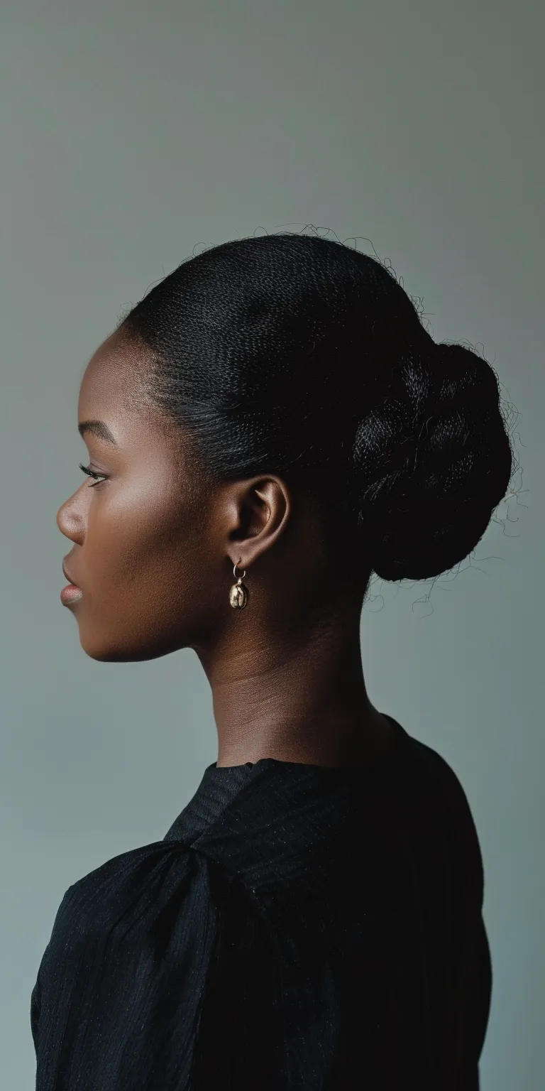 side bun hairstyle Historical Christian hairstyles, Chignon, Finger wave, Updo, French twist