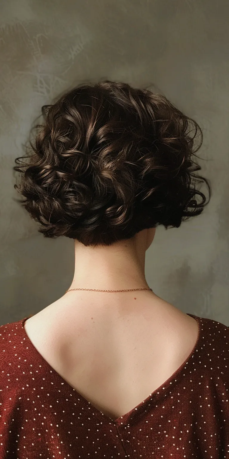 short curly bob Digital perm, Asymmetric cut, Chignon, Ringlets, Japanese women's hairstyles