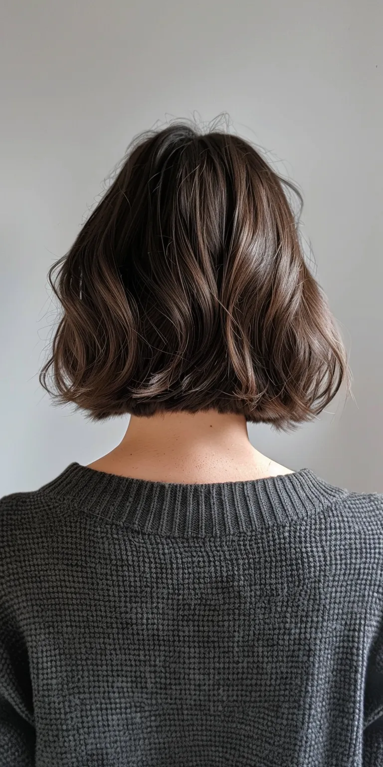 cute hairstyles for short hair Asymmetric cut, Bob Layered hair, Short brush Digital perm