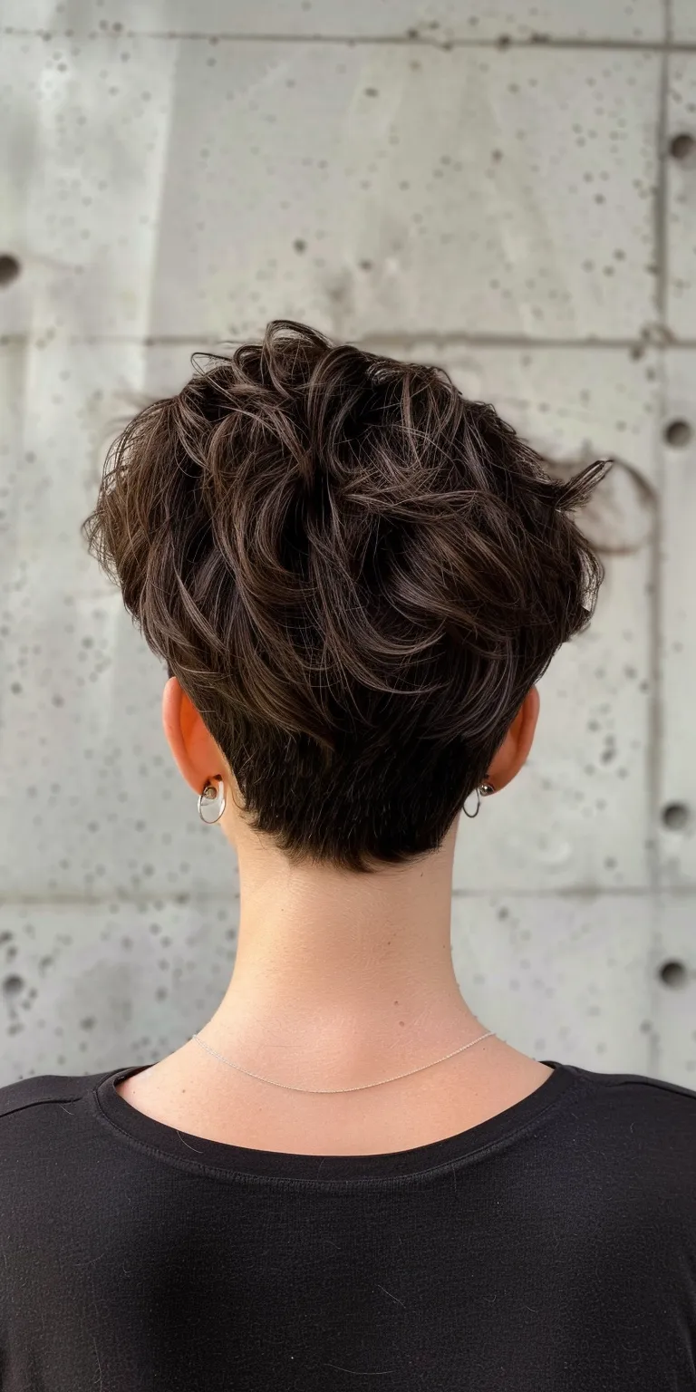 short haircuts for wavy hair Updo, Digital perm, Asymmetric cut, Short brush French twist