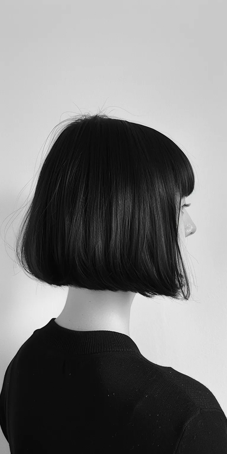 haircuts with bangs Asymmetric cut, Bob Japanese women's hairstyles, Short brush Layered hair