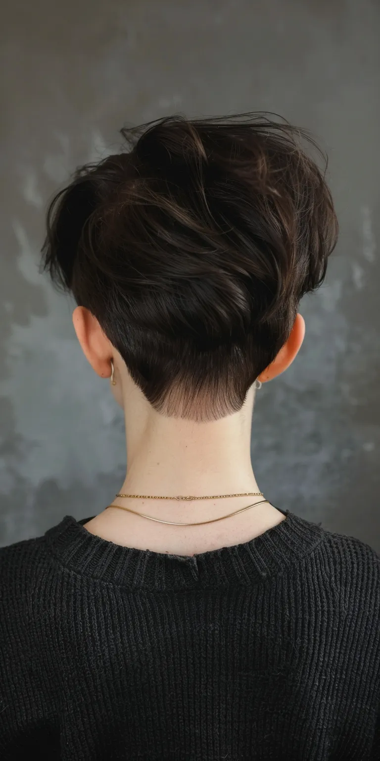 vcut hair style Asymmetric cut, Short brush Pixie Butterfly haircut, Updo