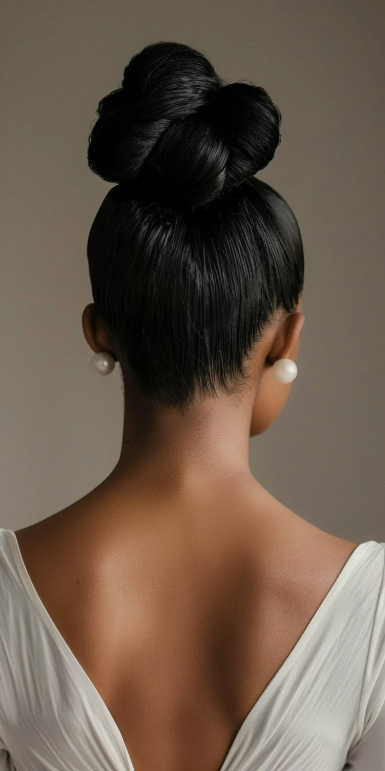 high bun hairstyles Chignon, Asymmetric cut, French twist, Updo, Finger wave